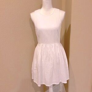 GAP White Linen Blend Fit & Flare Sleeveless Dress